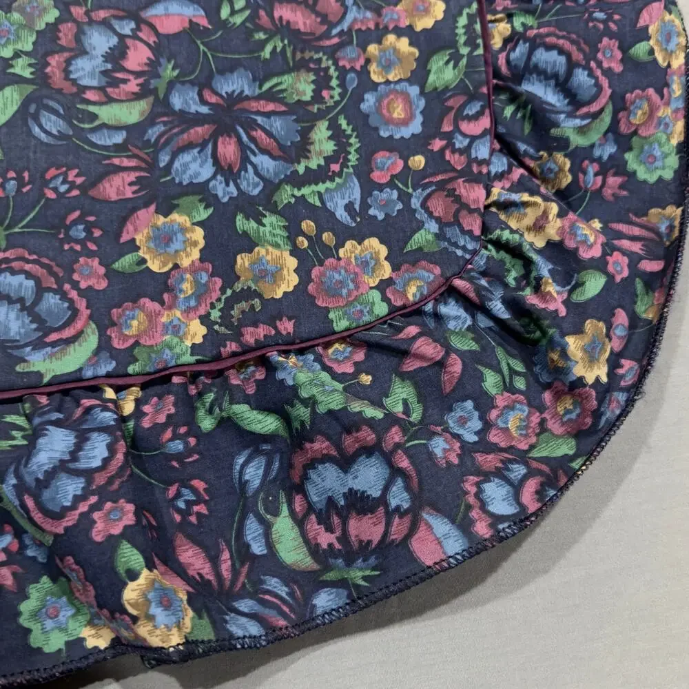 KING SIZE Navy Floral Ruffled Vintage Shams / Pillowcases